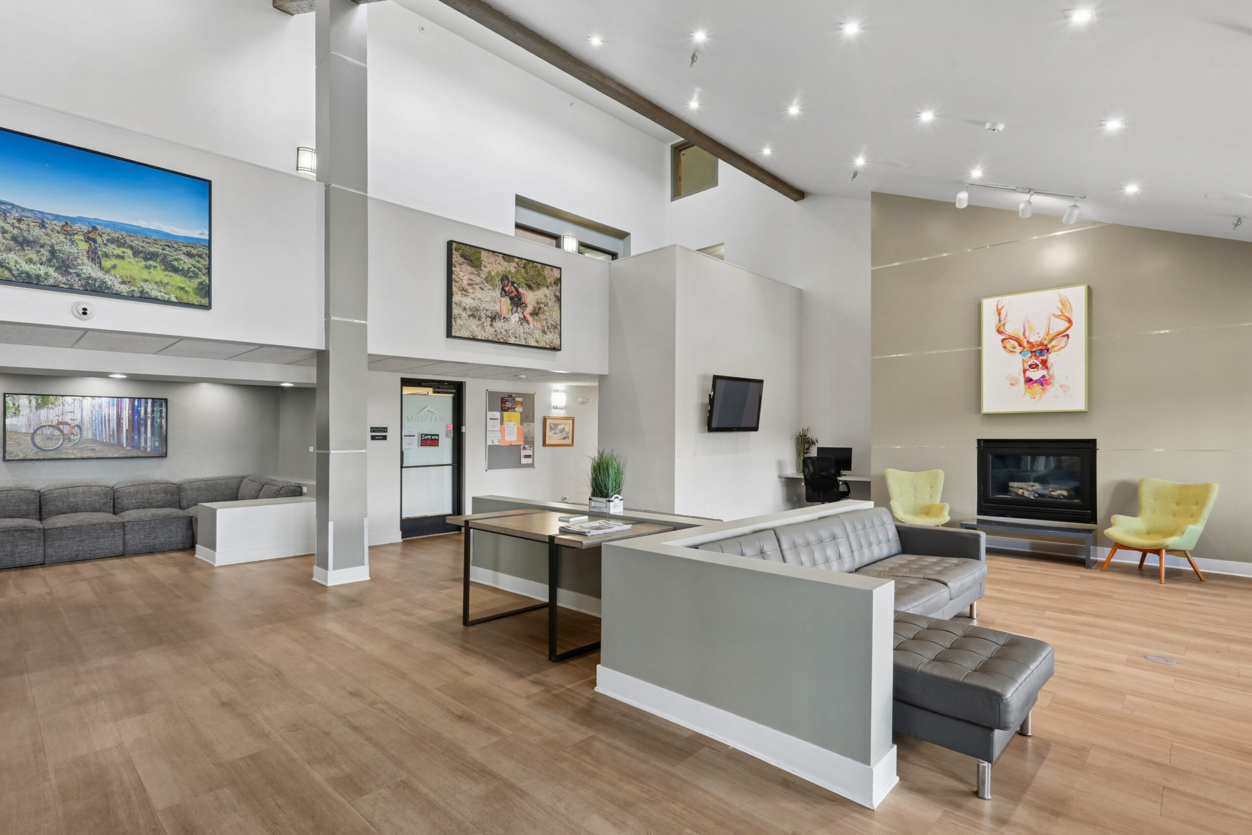 Community clubhouse lounge area at The House
