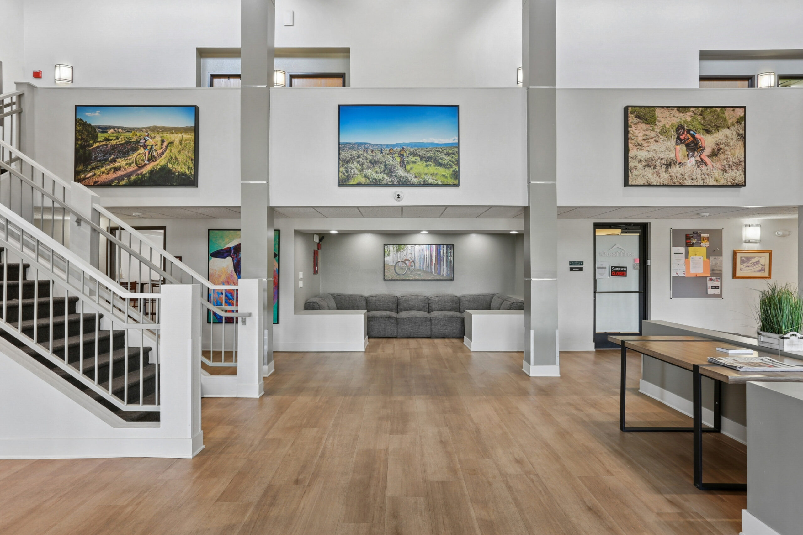 Resident lounge and leasing office lobby at The House