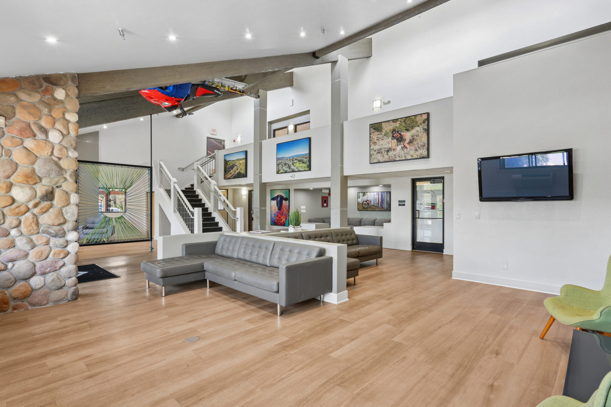 Multi-level community clubhouse at The House apartments
