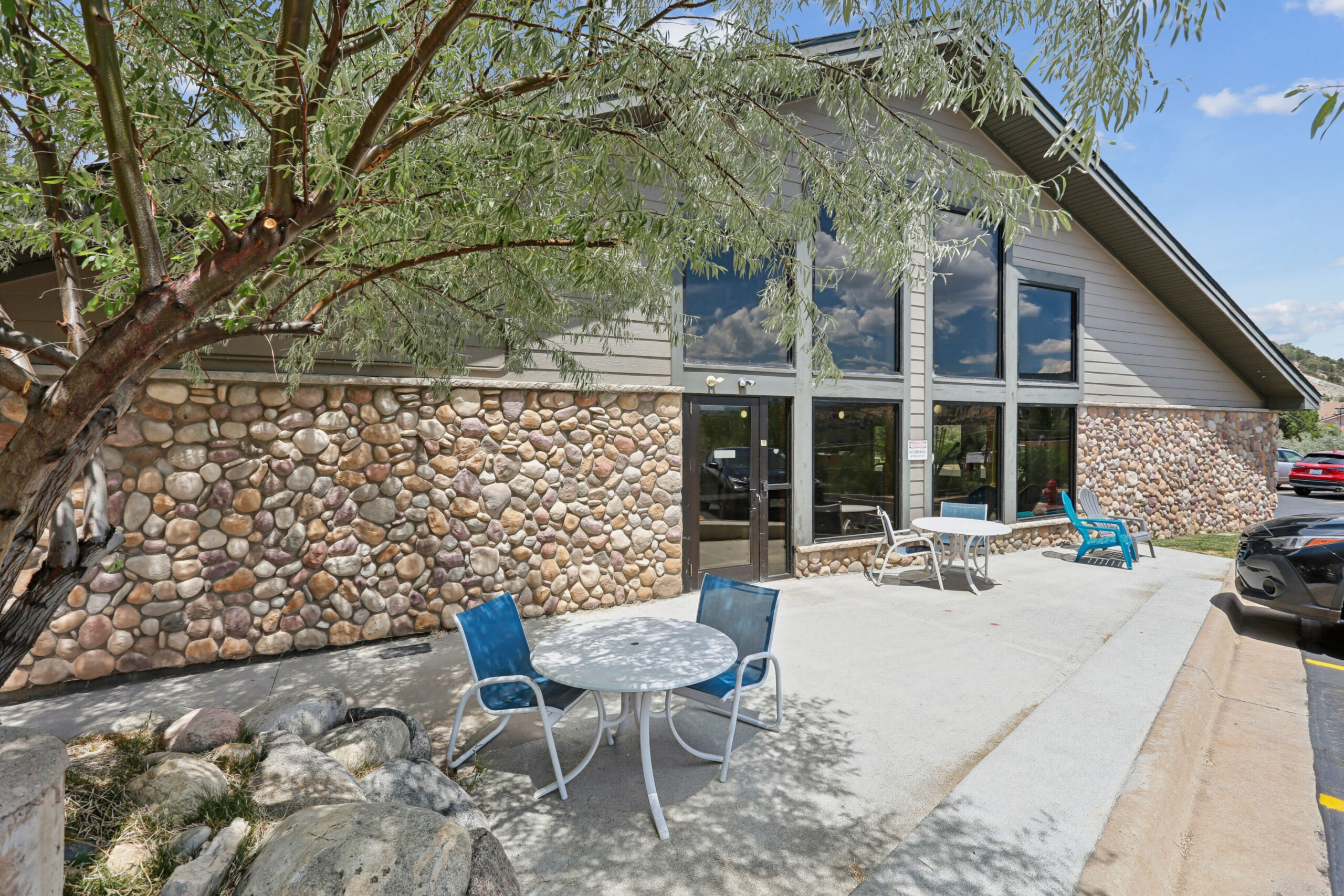 Outdoor patio seating and social space