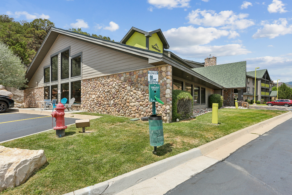 The House exterior and pet waste station
