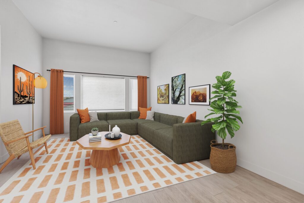 2 bed Living other angle 2 Red Table