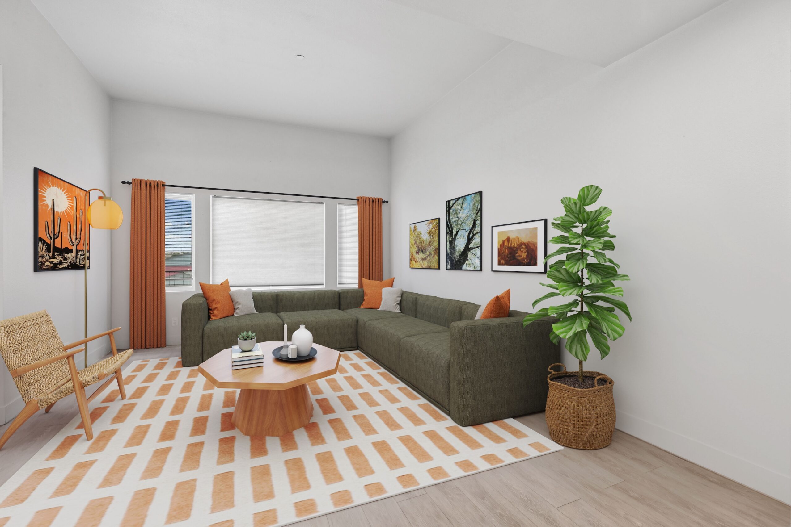 2 bed Living other angle 2 Red Table scaled